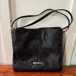 Anne Klein Black Faux Leather Hobo Style Shoulder Bag
